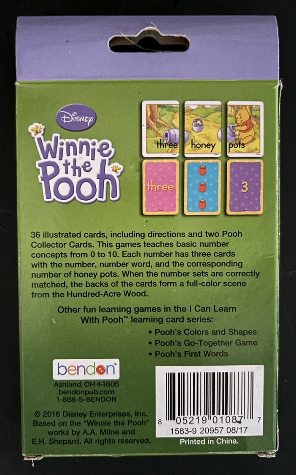 Disney Pooh’s Number Match Game Kids Cognitive Learning Early Skills Flash Cards