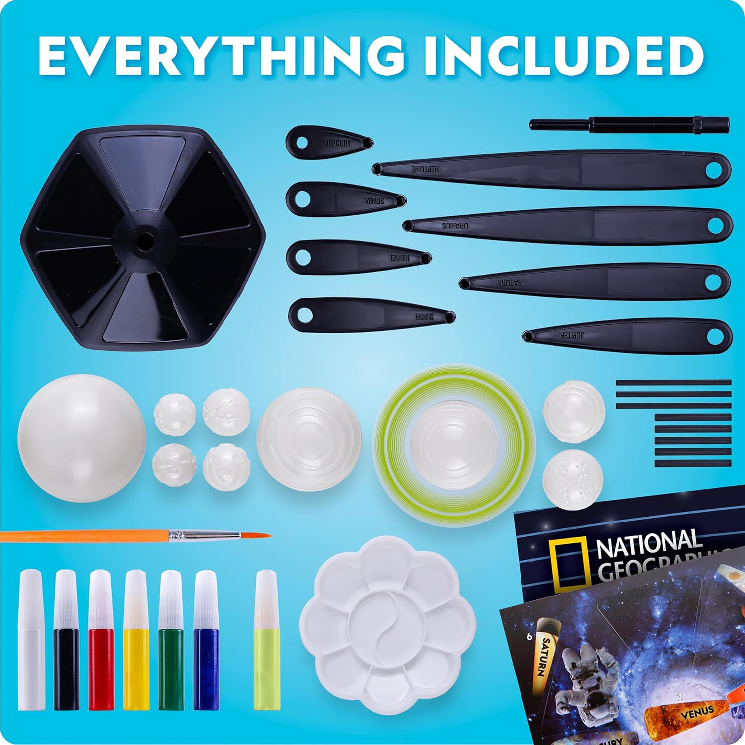 Glow-in-the-Dark Solar System Model Kit for Kids – Build & Paint 3D Planets STE