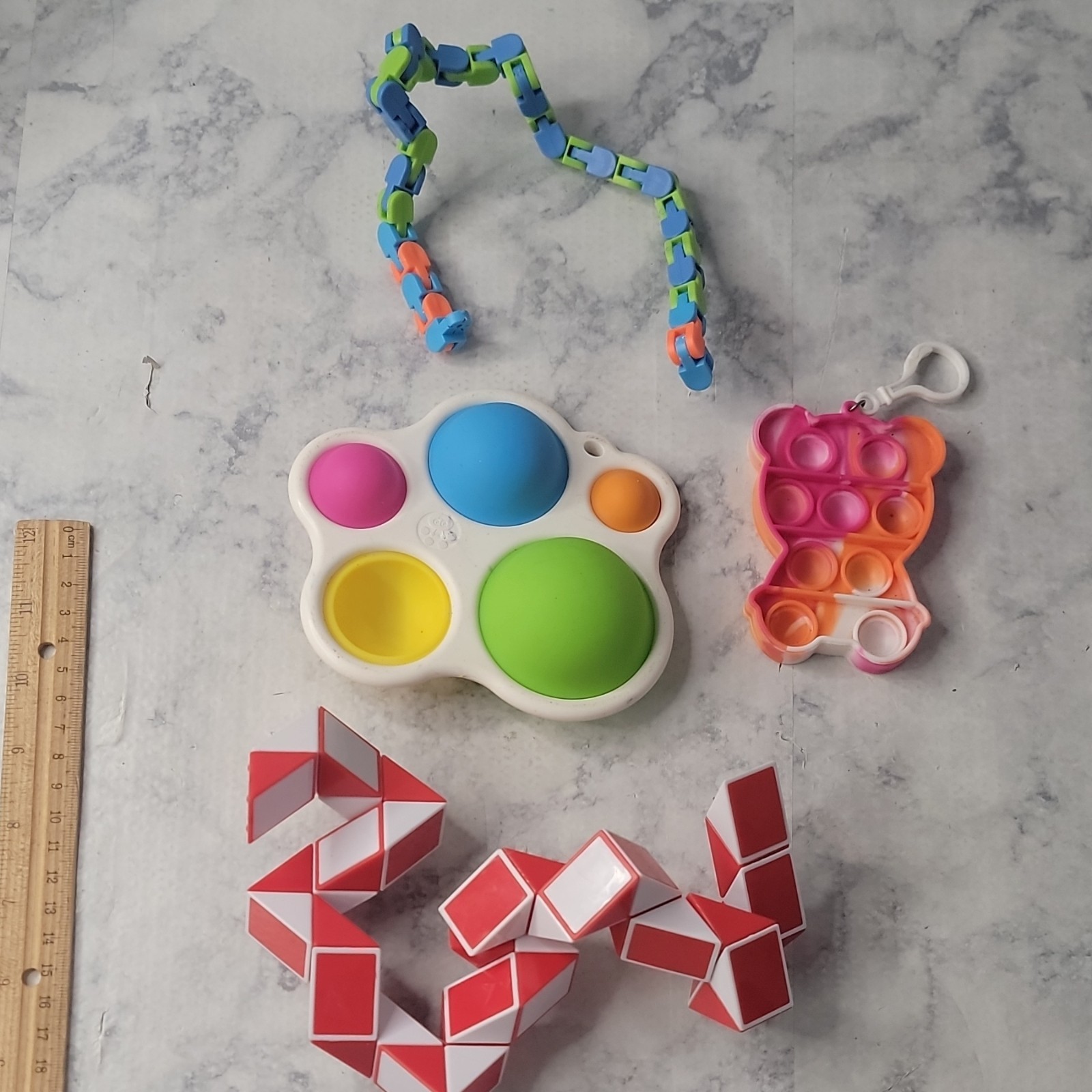 Tactile Sensory Fidget Toy Lot Pop It Keychain Snake Twist Chain Fidget Pad