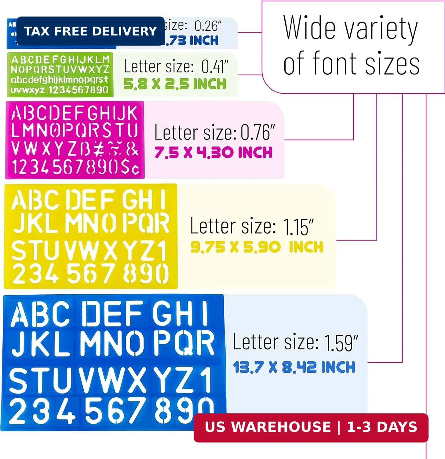 Mr. Pen Letters and Numbers Alphabet Templates, Letter Stencils, Pack of 5