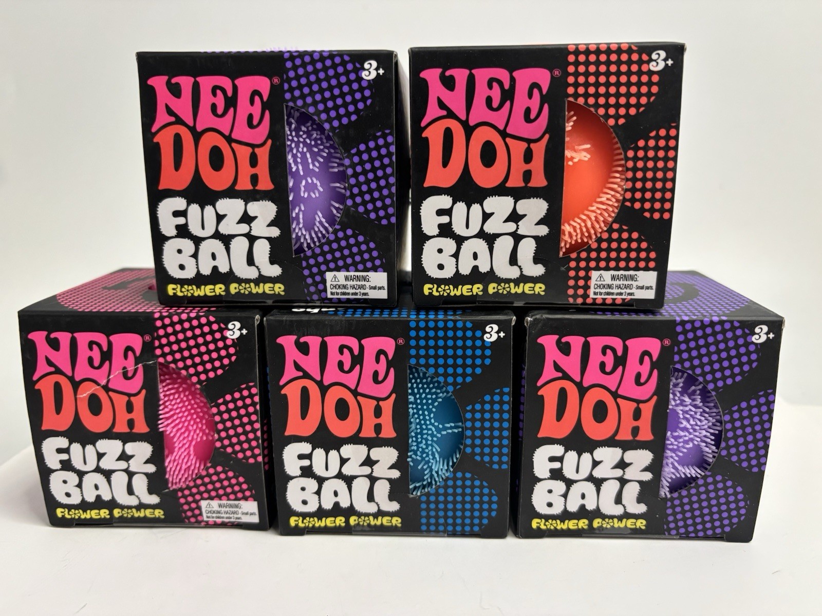 Nee Doh Needoh FUZZ BALL The Velvet Squeeze Fuzzball Lot Of 5 BRAND NEW Squishy