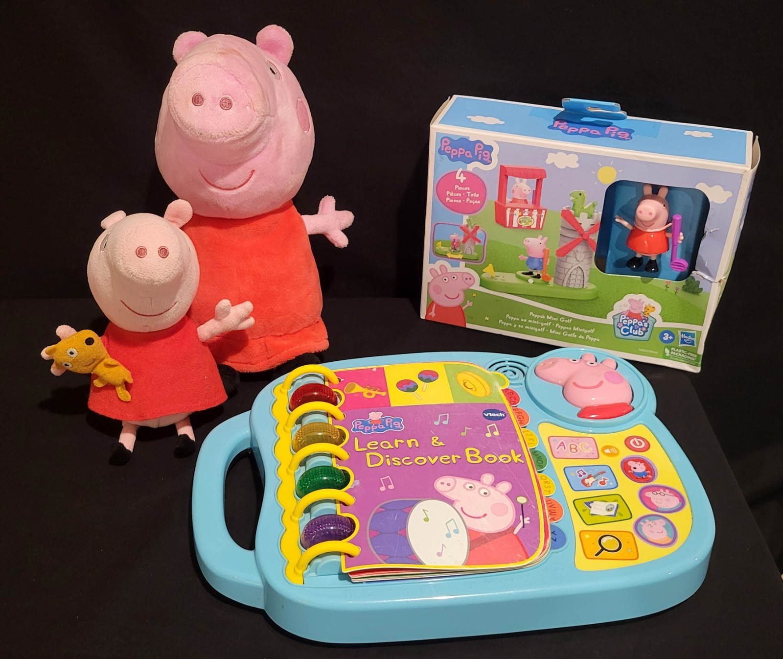 Peppa Pig Bundle-Learn & Discover Book,2 Plushes & Mini Golf Set VIDEO!