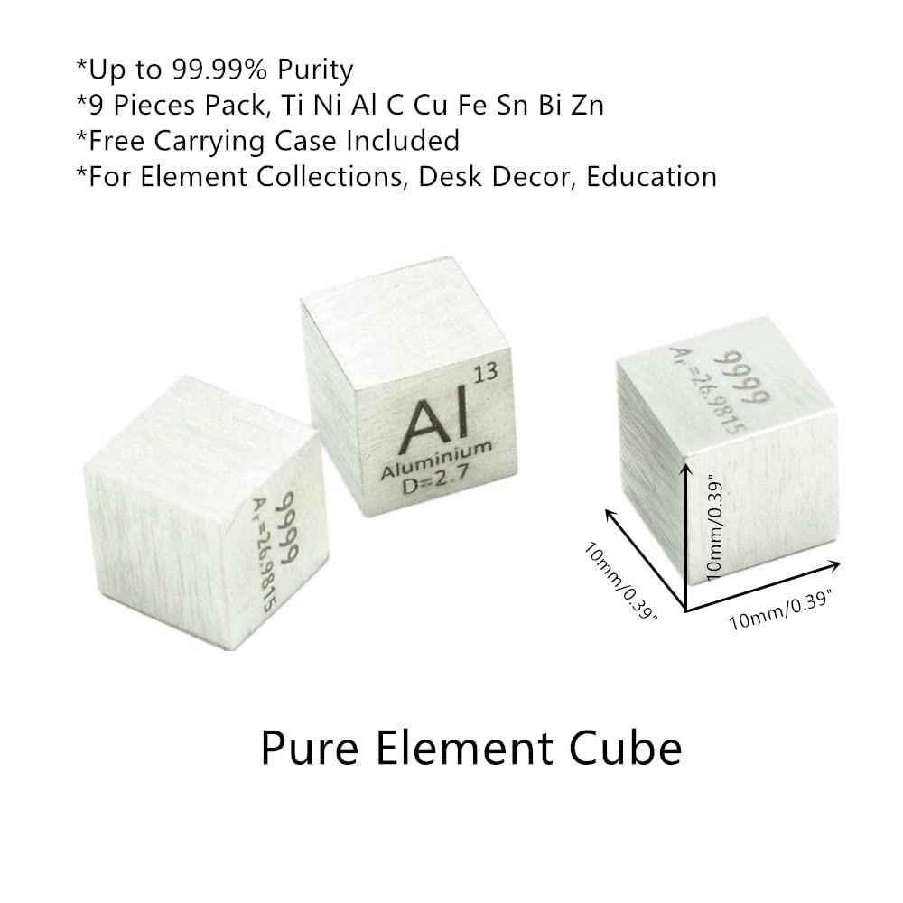 0.39″ Element Cube Set 10mm Density Cubes Copper Iron Bismuth Titanium for Pe…