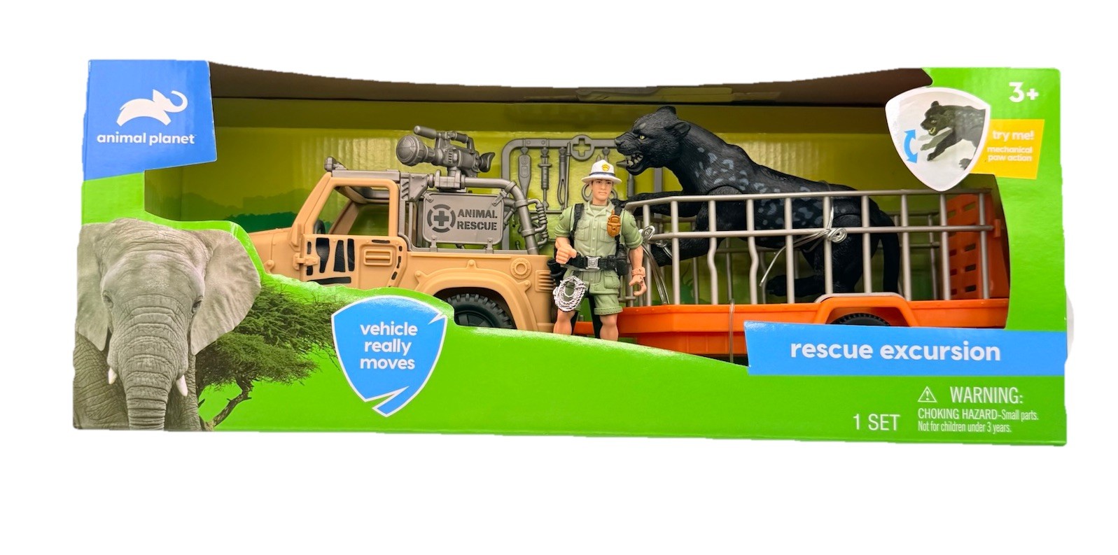 NEW Animal Planet Rescue Excursion Black Panther Truck Trailer Playset Blip Toys