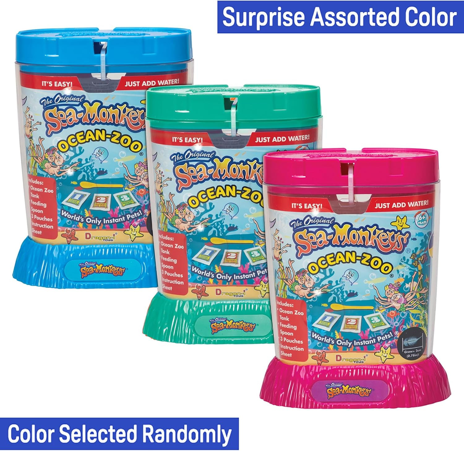 Sea-Monkey: Ocean Zoo – Surprise Assorted Color, 5.7″ Aquarium, World’S Only Ins