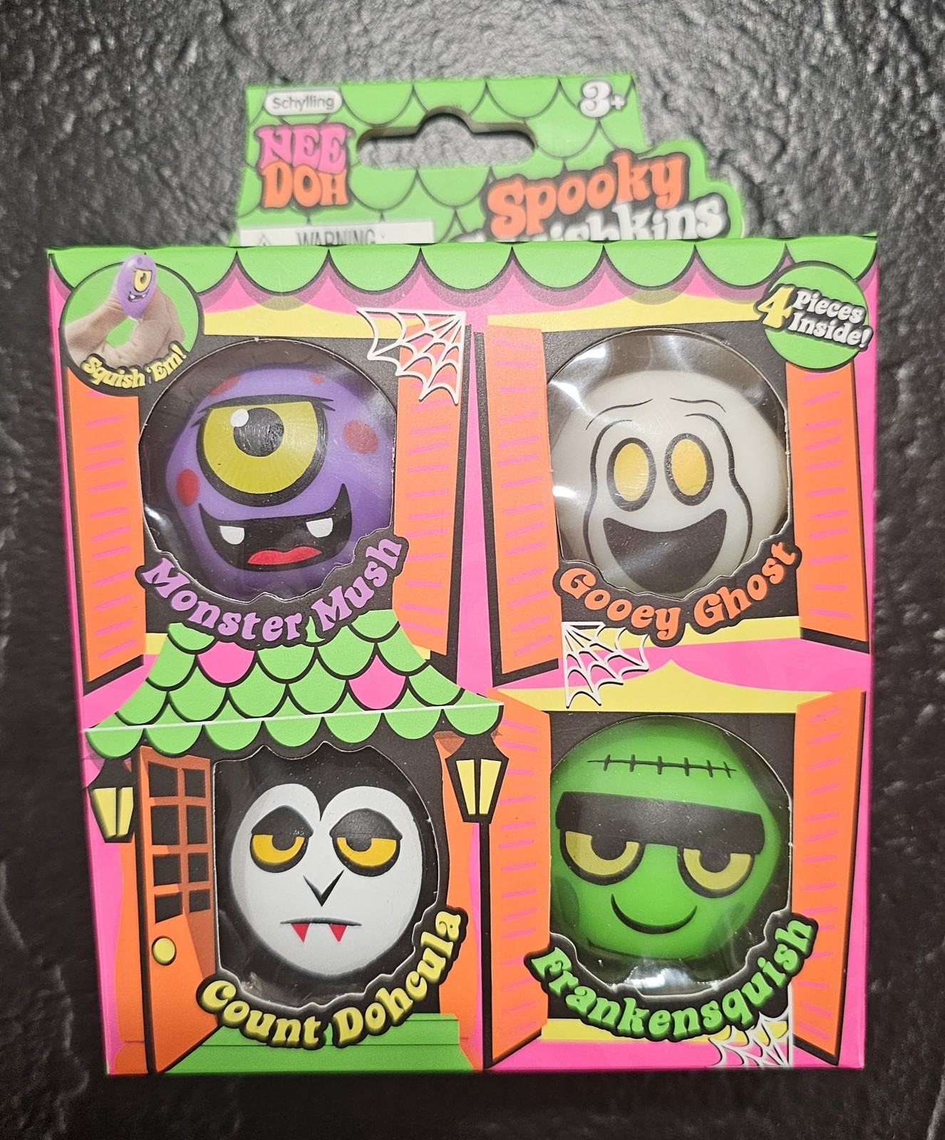 RARE Teenie NeeDoh Haunted House 4 Pack Halloween Minis Spooky Squishkin