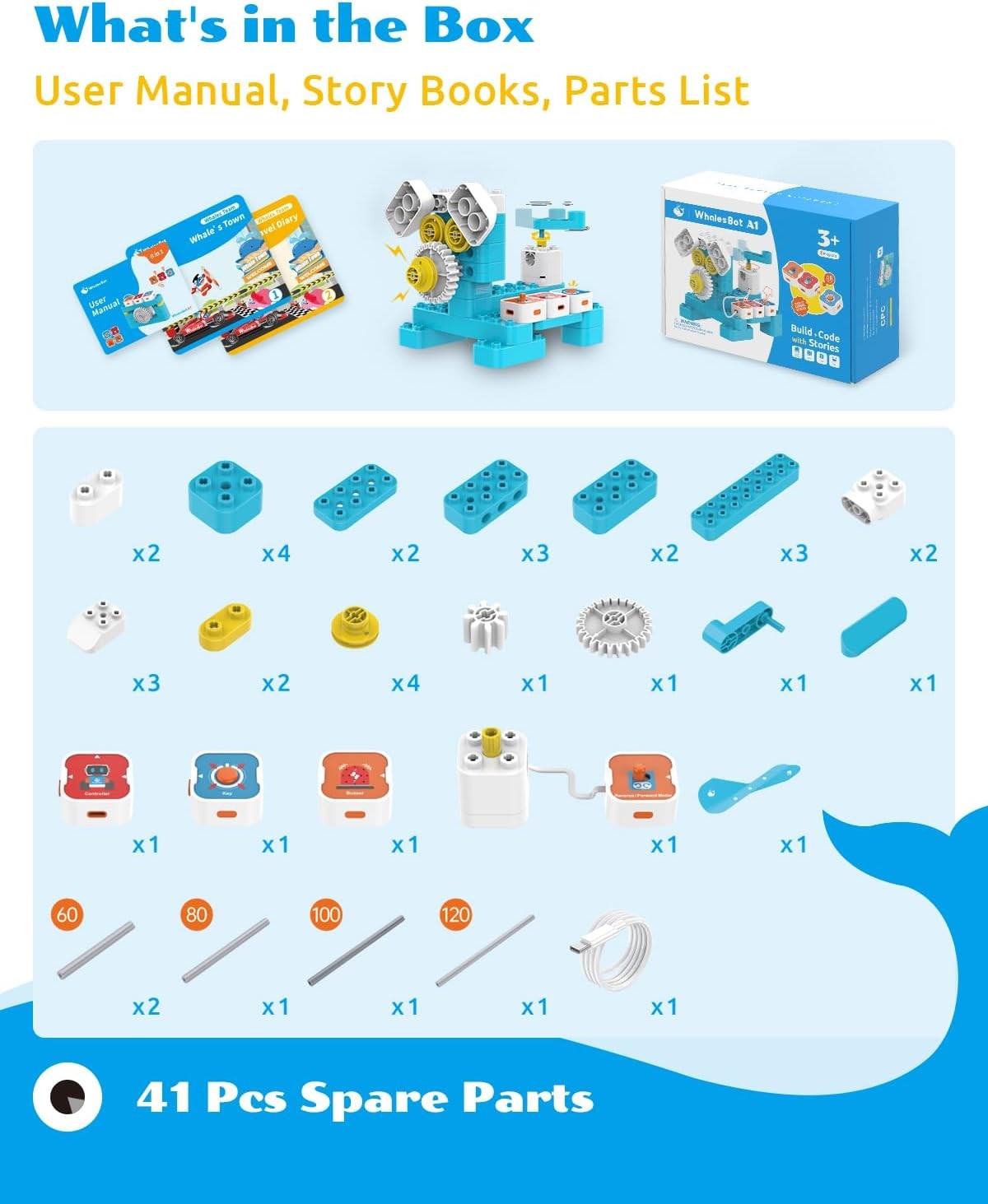 WhalesBot A1 Coding Toy for Kids, Building Block Robot, Fun STEM Toy with Magne