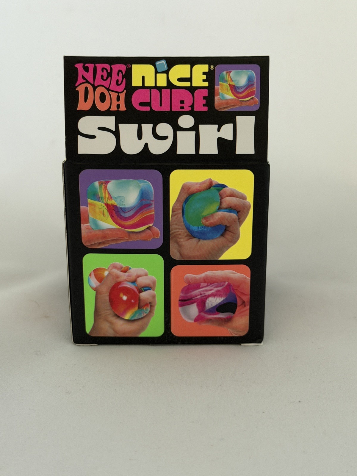 Authentic NeeDoh Nice Cube Swirl, Nee Doh Ice Cube PINK PURPLE WHITE BLACK