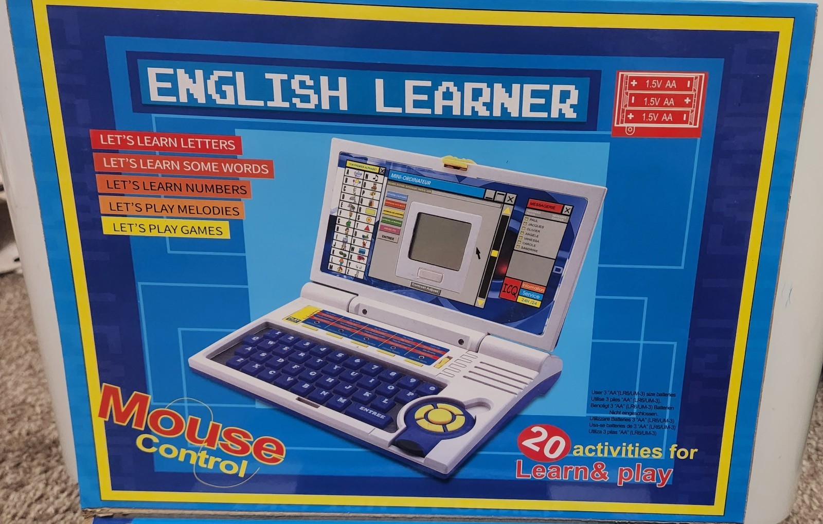 Educational Laptop Computer Toy with Mouse for Kids 2-5 Years Learning