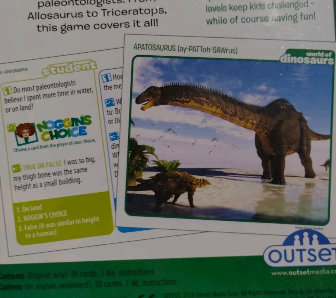 Professor Noggins World of Dinosaurs Card Game #5 NEW SEALED