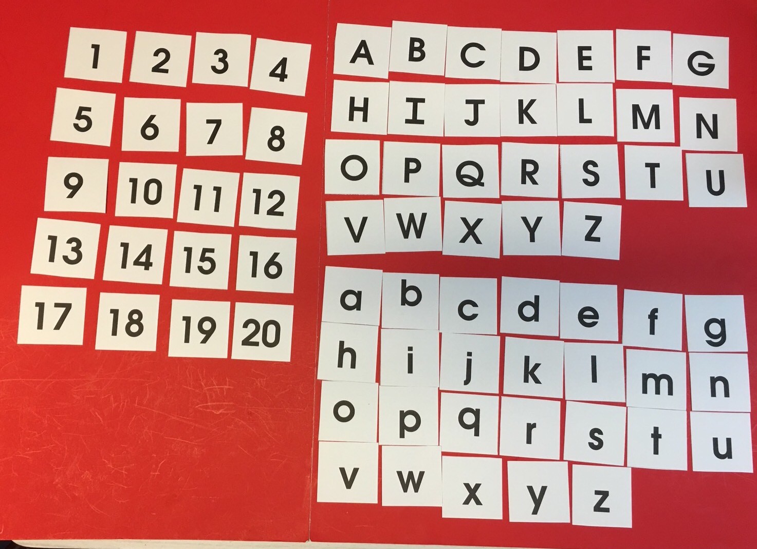72 Cards – Alphabets / Letters & Numbers Upper and Lowercase Cards 2.8 x 2.75