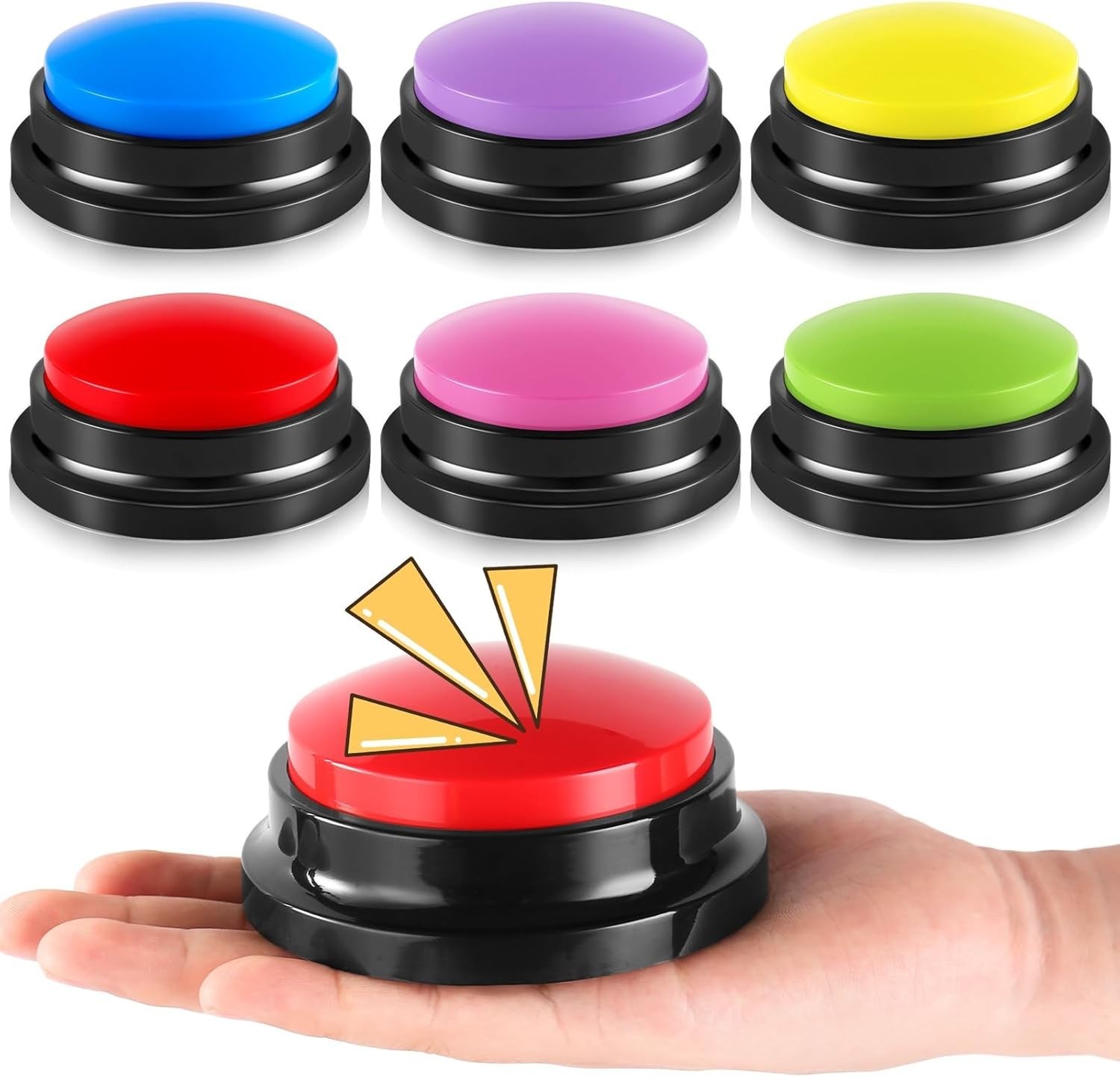 6 Pieces Recordable Answer Buzzers Button Answer Buzzers Game Show Buzzer Rec…