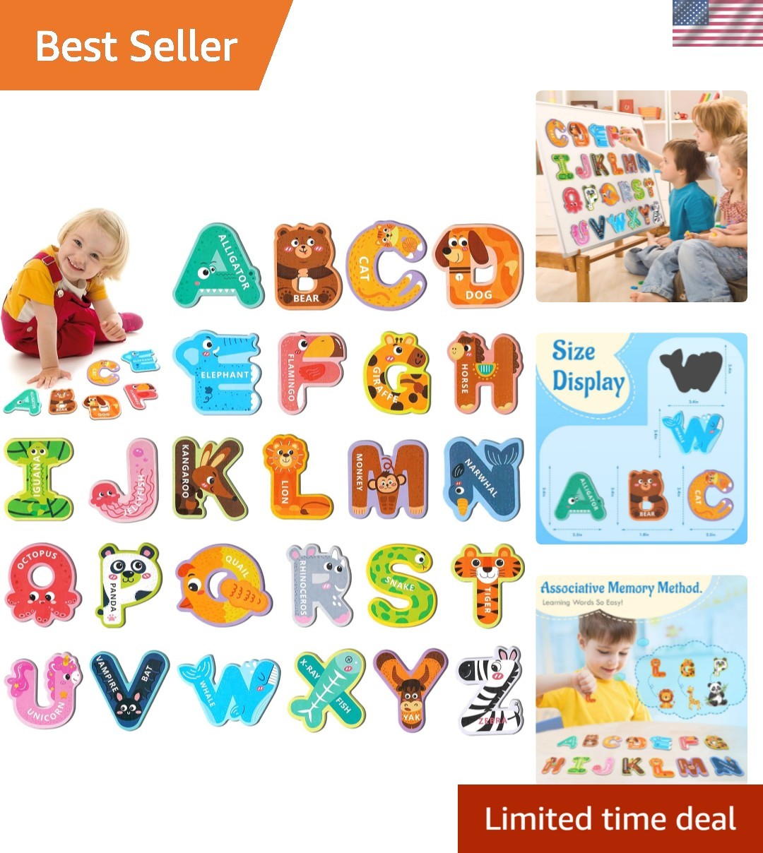 Magnetic Letters for Toddlers 1-3, 26PCS Cute Animal Alphabet Magnets Letters…