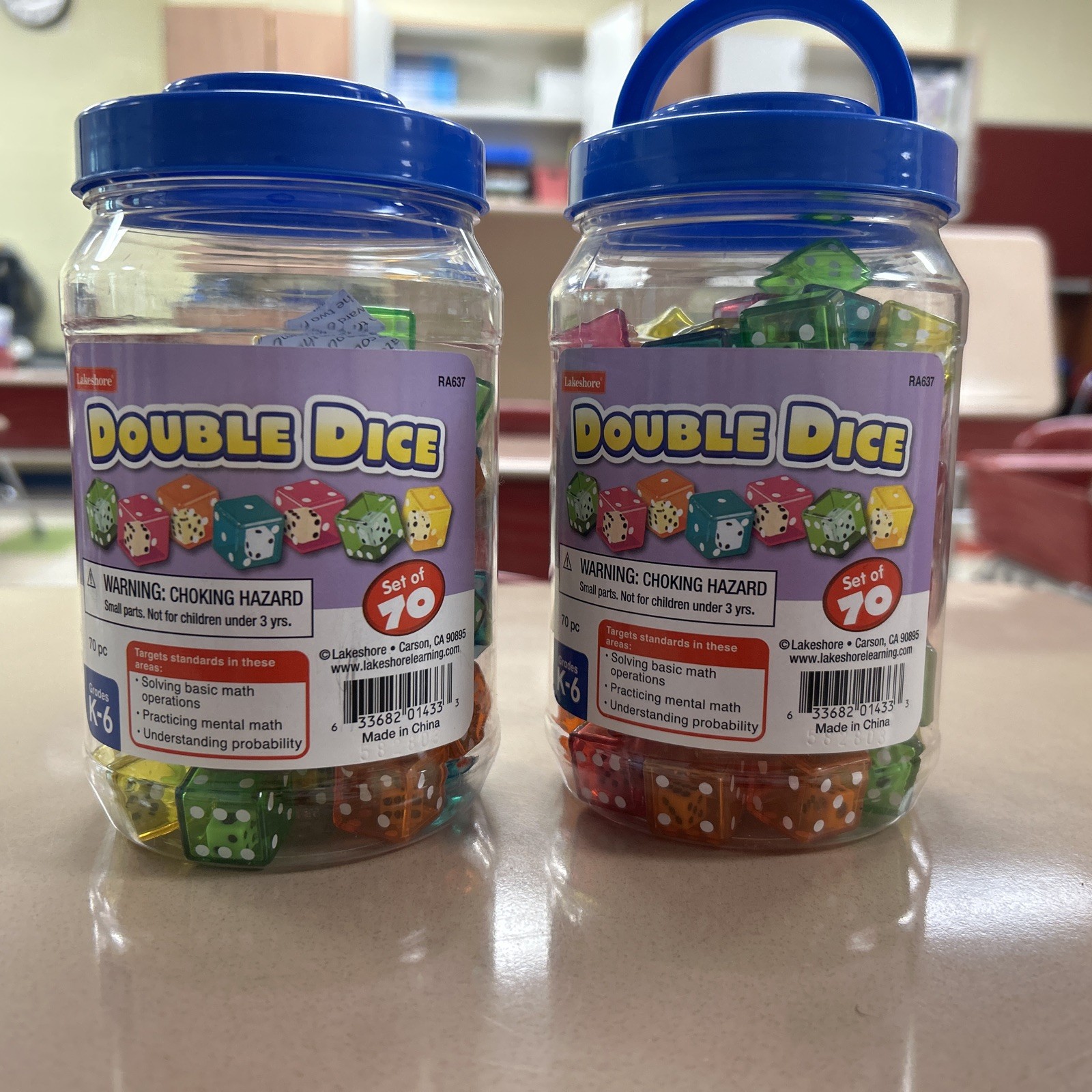 Lakeshore Double Dice Set 70 K-6th grade Home School Basic Math Mental Math New