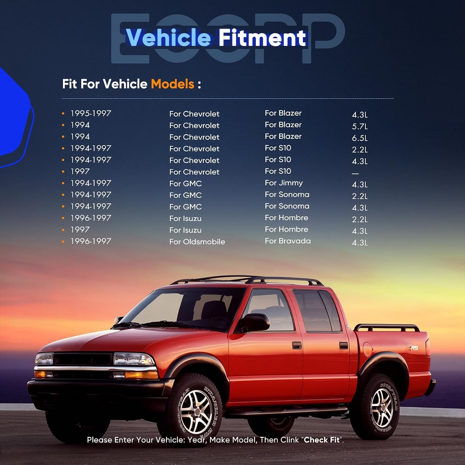 ECCPP Manual Left Right Side Mirror Chevy Blazer S10