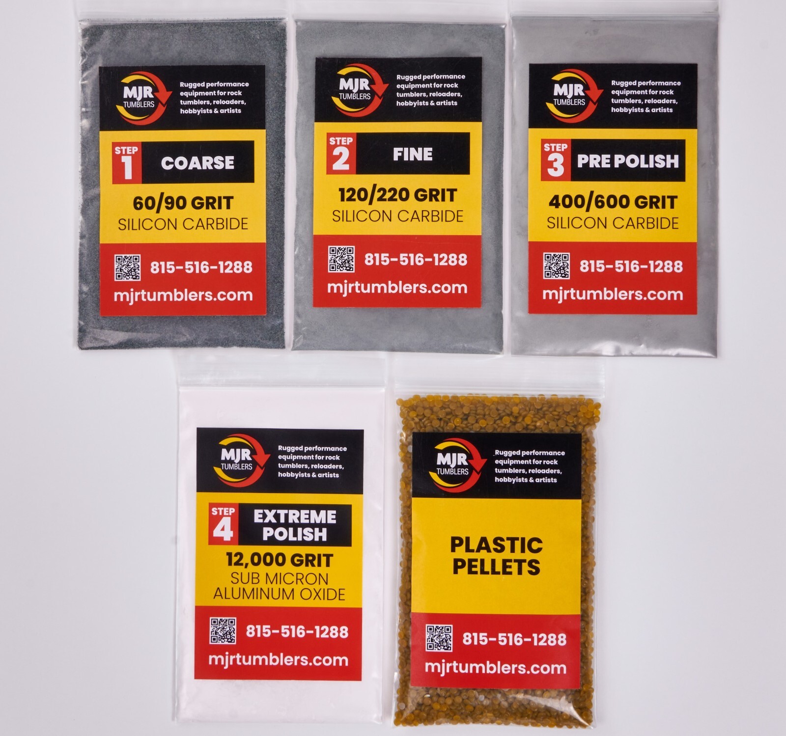National Geographic Rock Tumbling Polishing Media Grit Kit for 3 lb Rock Tumbler