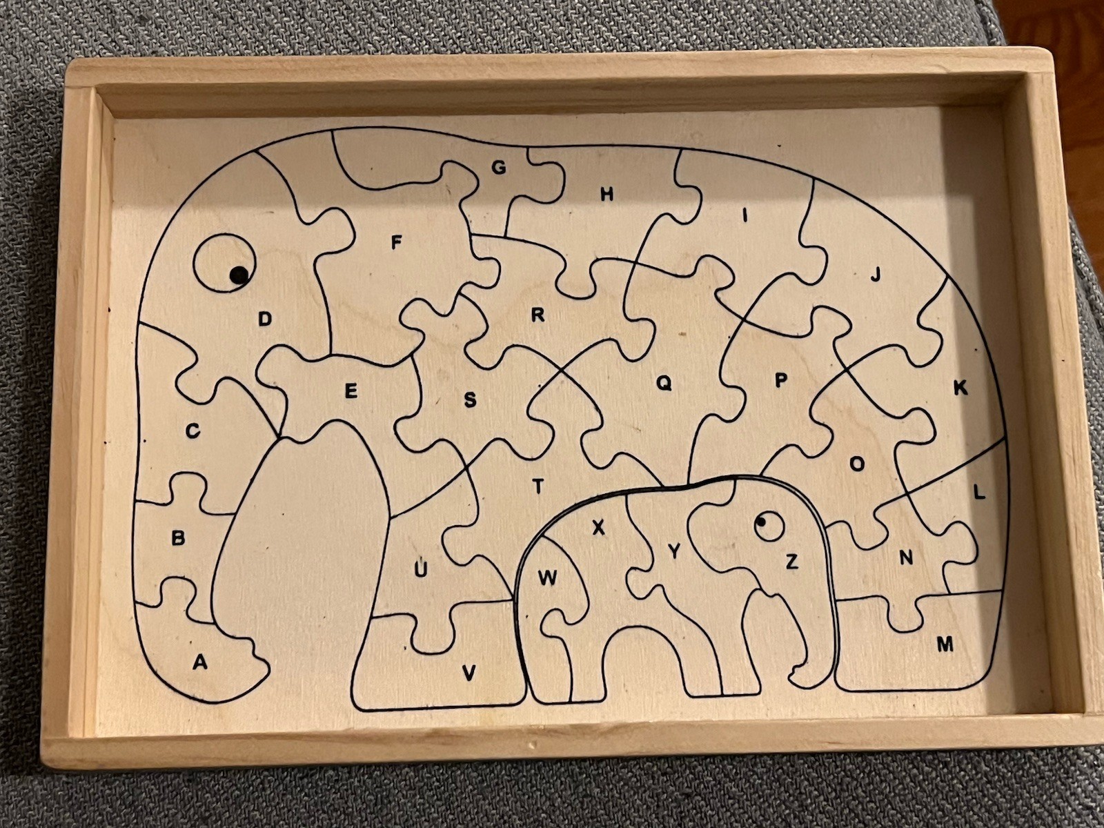 RI Novelty 9.25″ X 6.5″ Chunky Wooden Elephant Letter Alphabet Number Puzzle