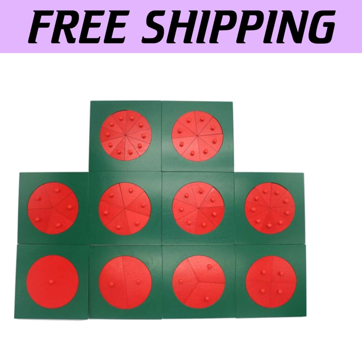Portable Montessori Fraction Puzzle Toys – 10 Circular Boards for Kids Learning