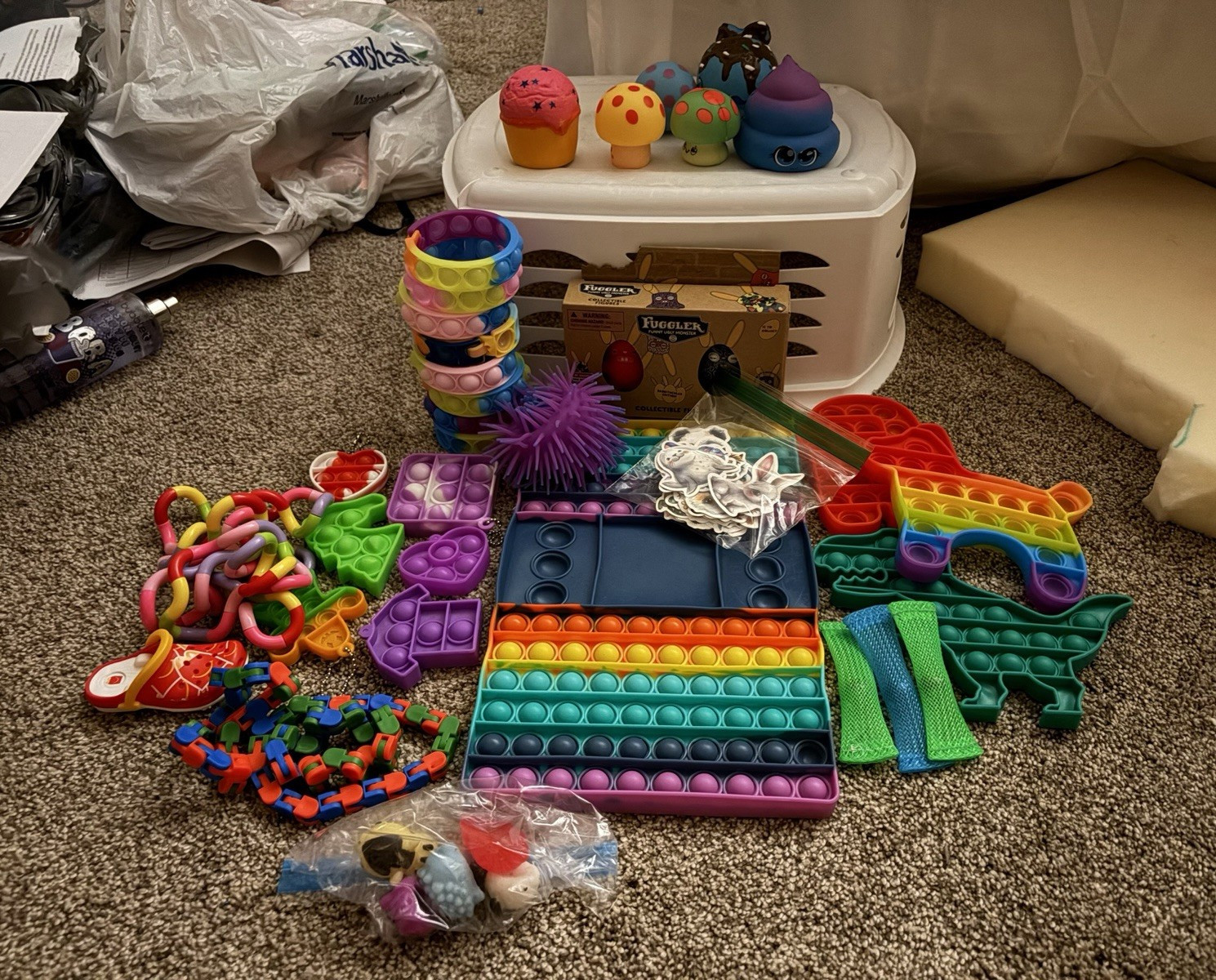 Fidget Toy Lot Pop-It Boards, Spinners, Stress & Spiky Balls, Chain Links