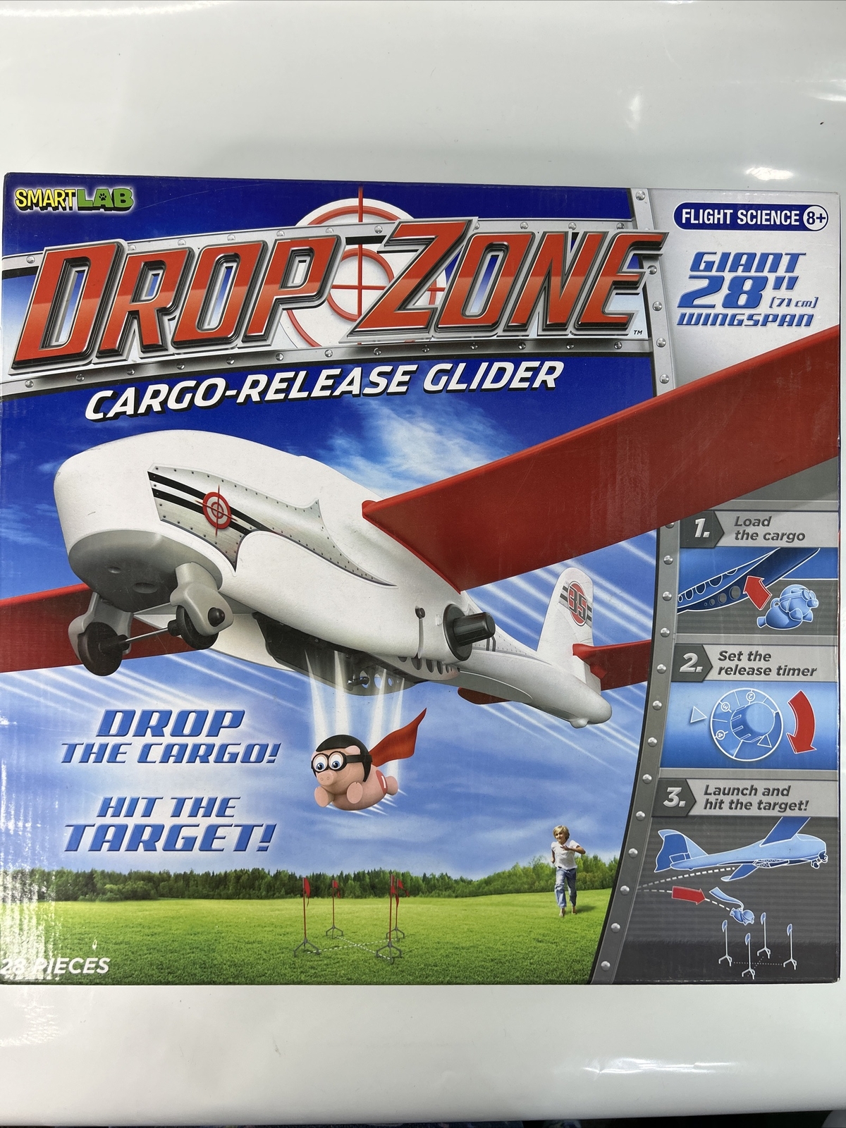 SmartLab Drop Zone Cargo Release Glider Plane NEW Giant 28″ Wingspan 28 Pieces