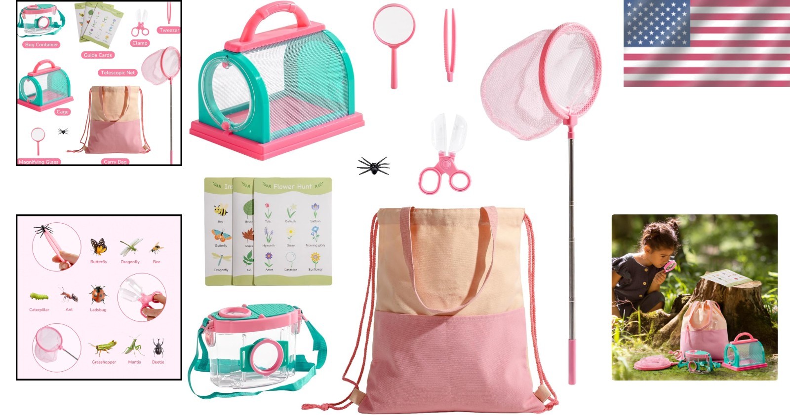 10PCS Kids Explorer & Bug Catcher Kit: Adventure Set with Magnifying Glass & Net