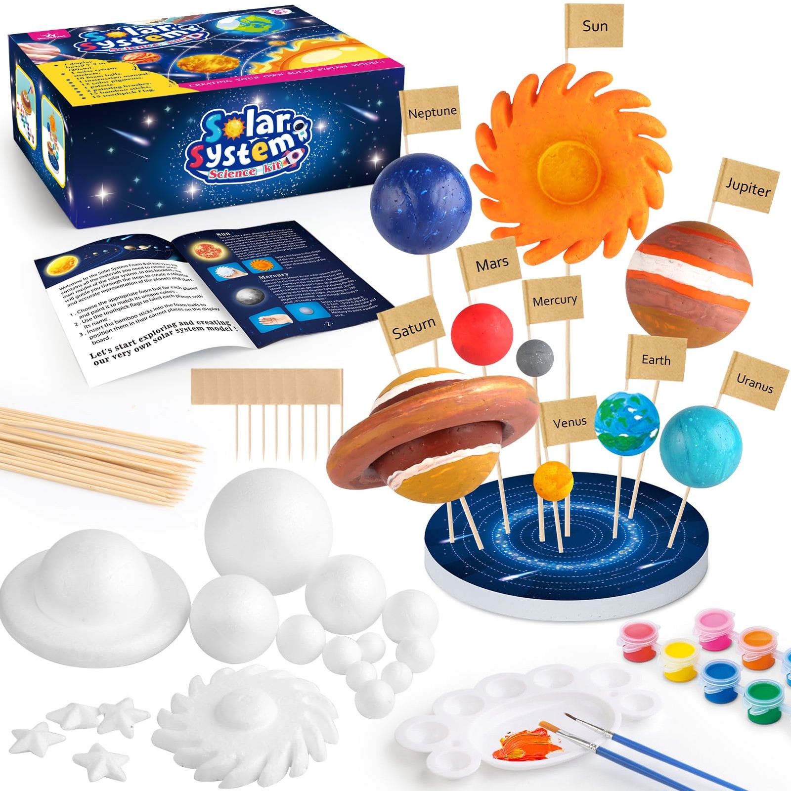 64 PCS Solar System Project Kit, Solar System Model Kit with 13 Mix Foam Ball…