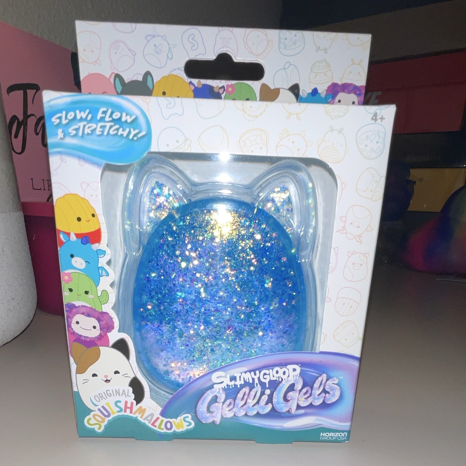 Squishmallows Slimygloop Gelli Gels Tactile Squeeze Toy Blue Glitter 4+ 237975