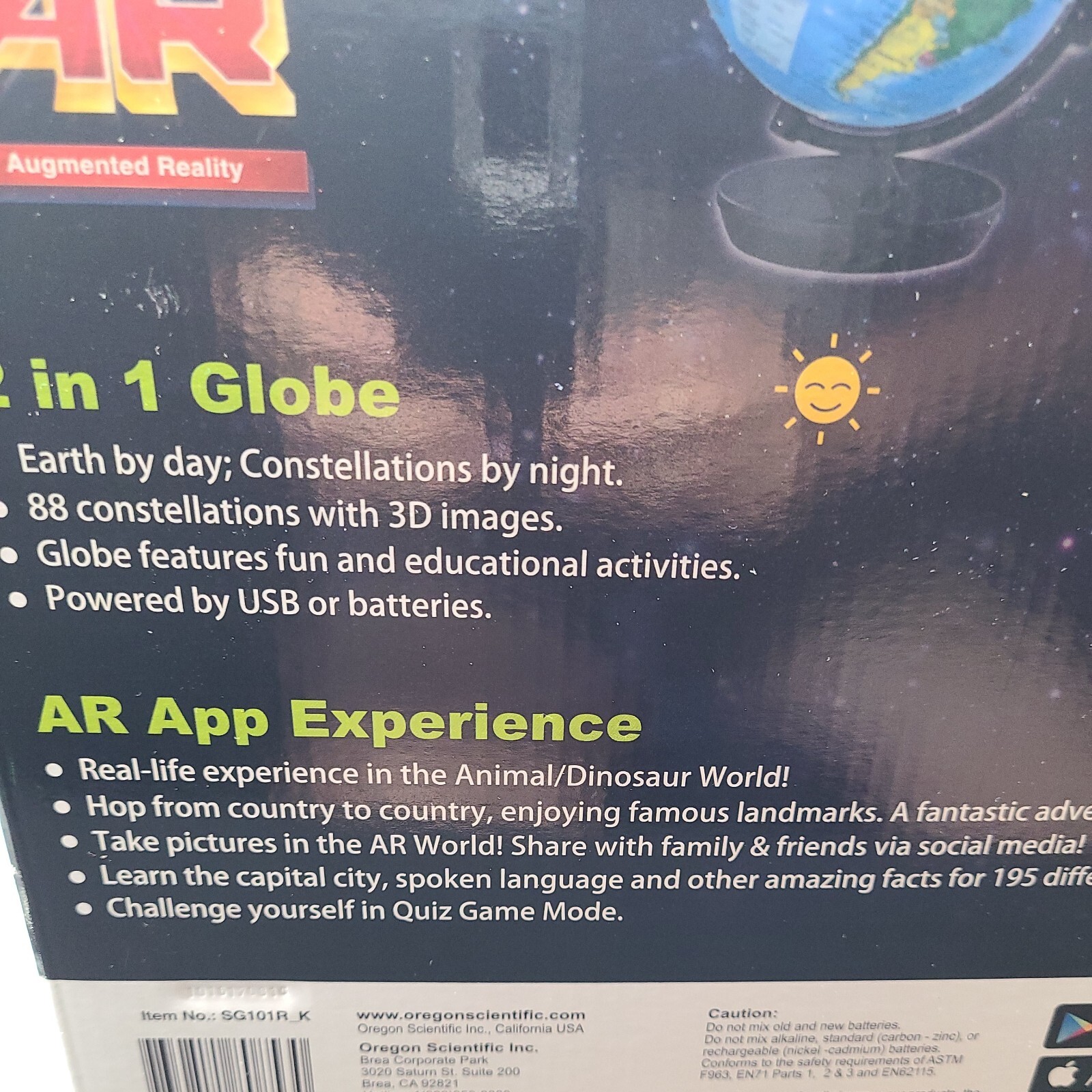 NEWOregon Scientific 2 In 1 Illuminated SmartGlobe Starry AR App STEM Certified