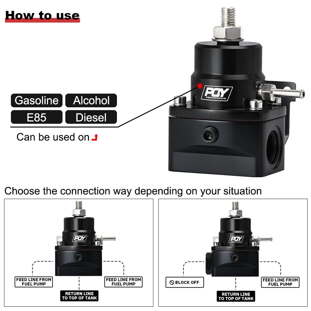 Adjustable EFI Fuel Pressure Regulator Kit AN8 AN6 Feed Port 3-70PSI Universal