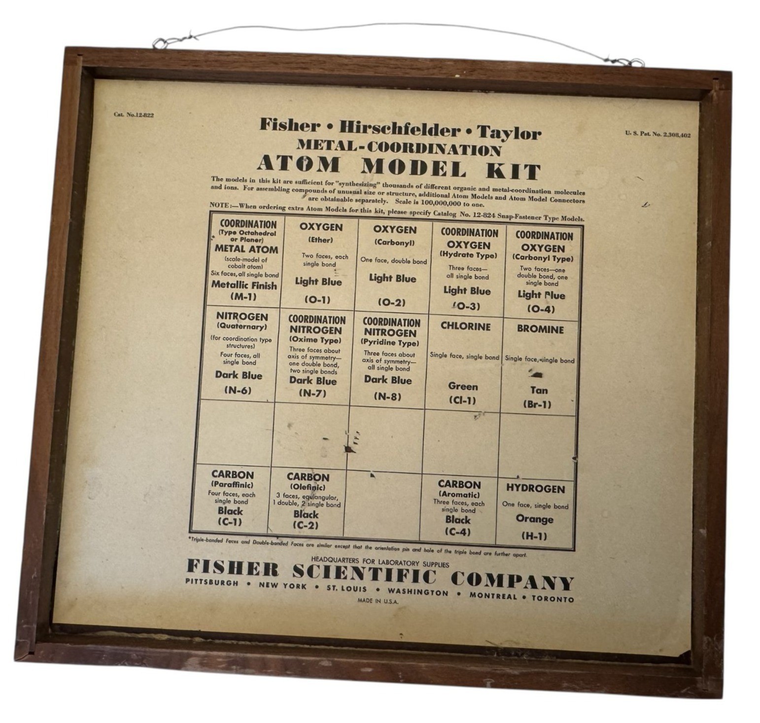 Fisher Scientific Metal-Coordination Atomic Model Kit Chart Science Molecule Art