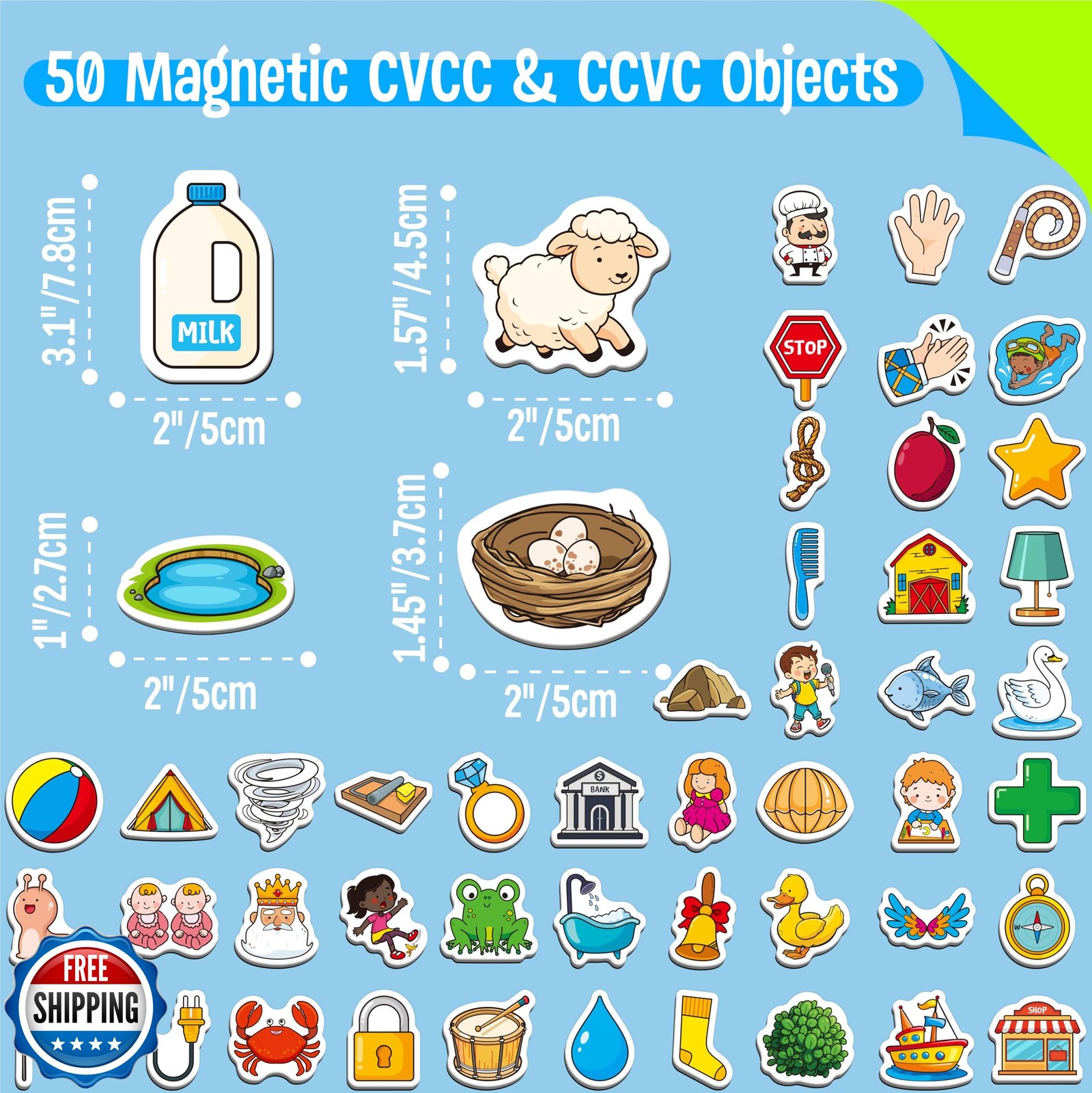 50 PCS CVCC and CCVC Object Magnets, Magnetic Thickened Fridge Magnets Adorab