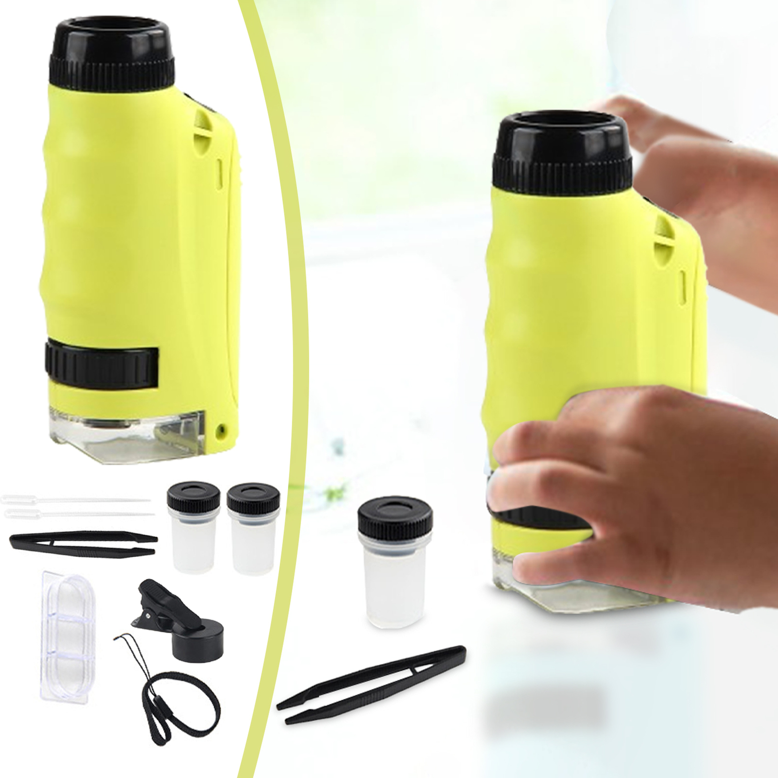 Mini Microscope For Kids Portable Microscope LED Lighting Small Handheld US NEW