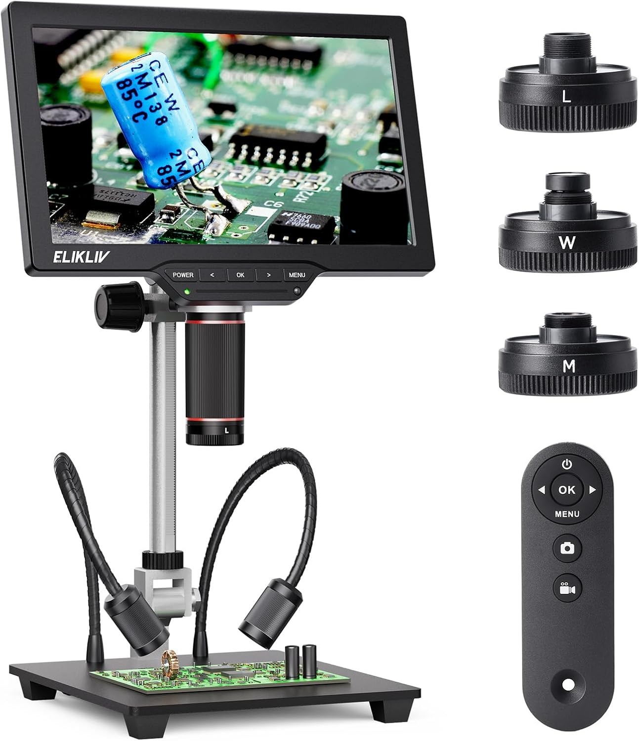 Elikliv 4K 3Len Digital Microscope Magnifier Full Coin View Soldering Microscope