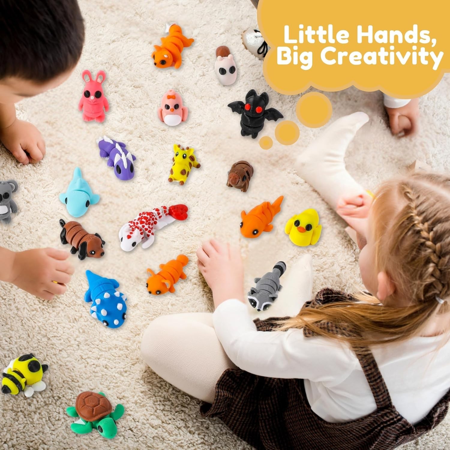Articulated Mini Animals – 35 Pcs Fidget Toys for Imaginative Play & Rewards