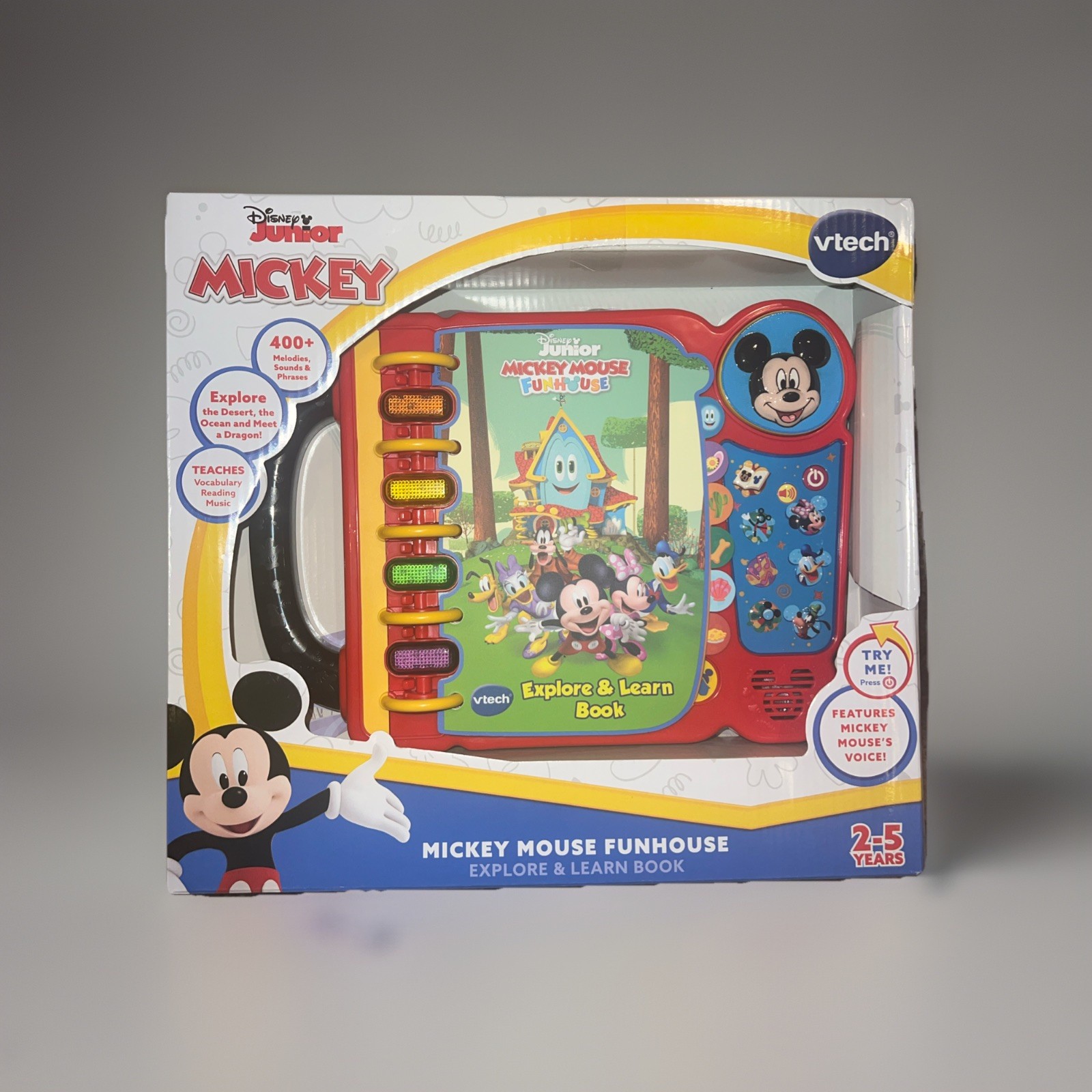VTech Disney Junior Mickey Mouse Funhouse Explore & Learn Book 2-5 Yrs – NIB