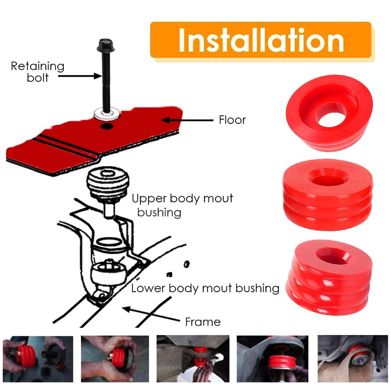 Body Mounts Bushing Kit for Ford F250 F350 Super Duty 2008-2016 2WD 4WD Polyu…