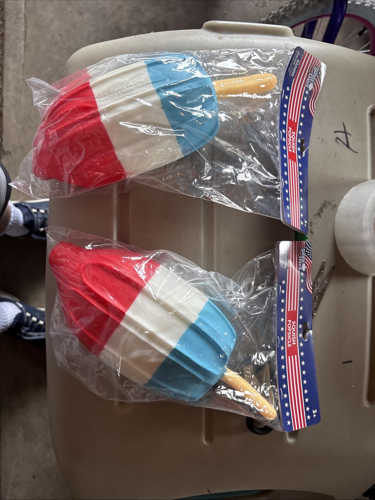 SUNNY DAYS JUMBO SQUISHY ROCKET POP! Popsicle Squishy! RED WHITE & BLUE Lot