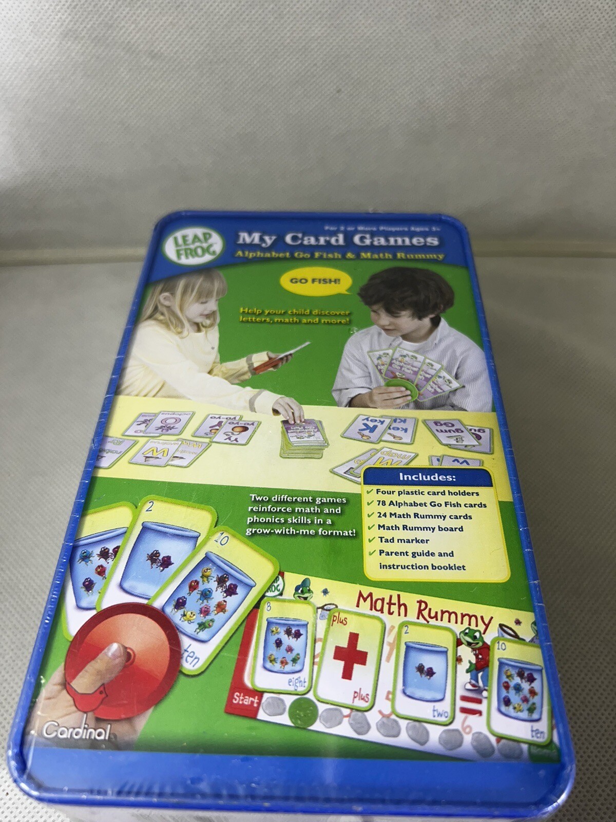 Leap Frog My Card Games TIN CASE Alphabet Go Fish & Math Rummy – NEW SEALED!