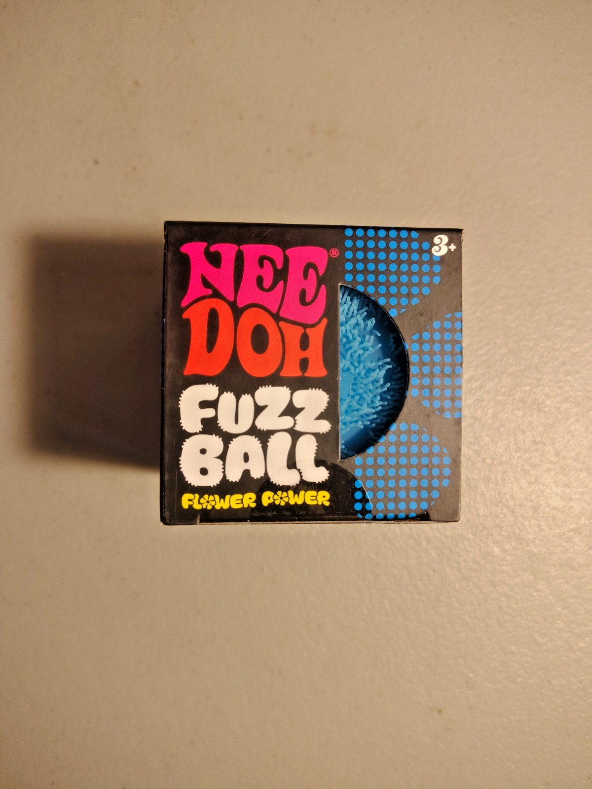 BLUE Needoh FUZZ BALL Flower Power Nee Doh Squish Stress Ball Fuzzball