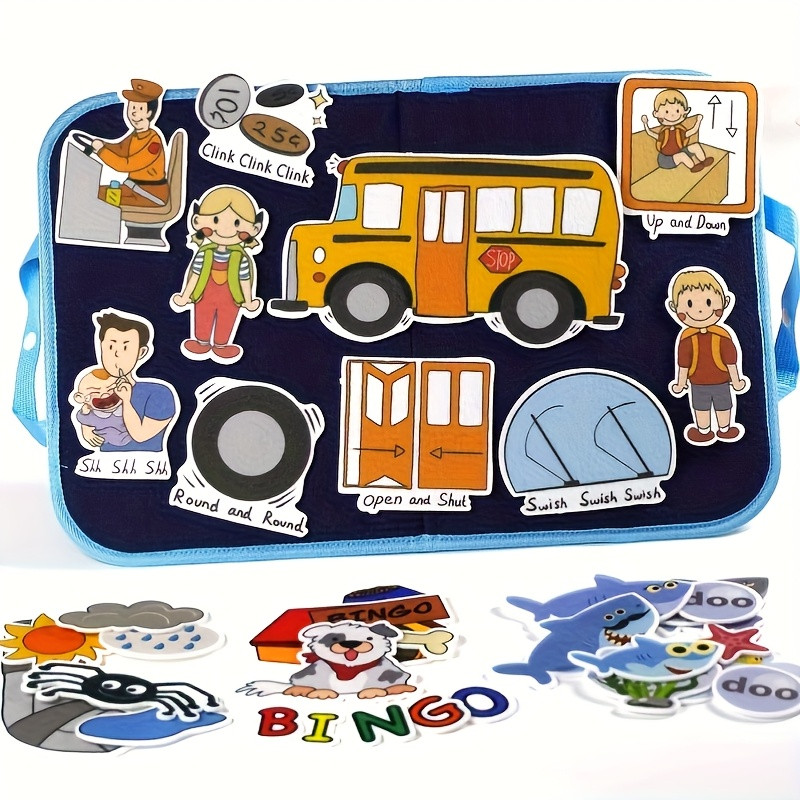 Felt Story Board for Kids – Portable Educational Play Set with Car Spider Shark