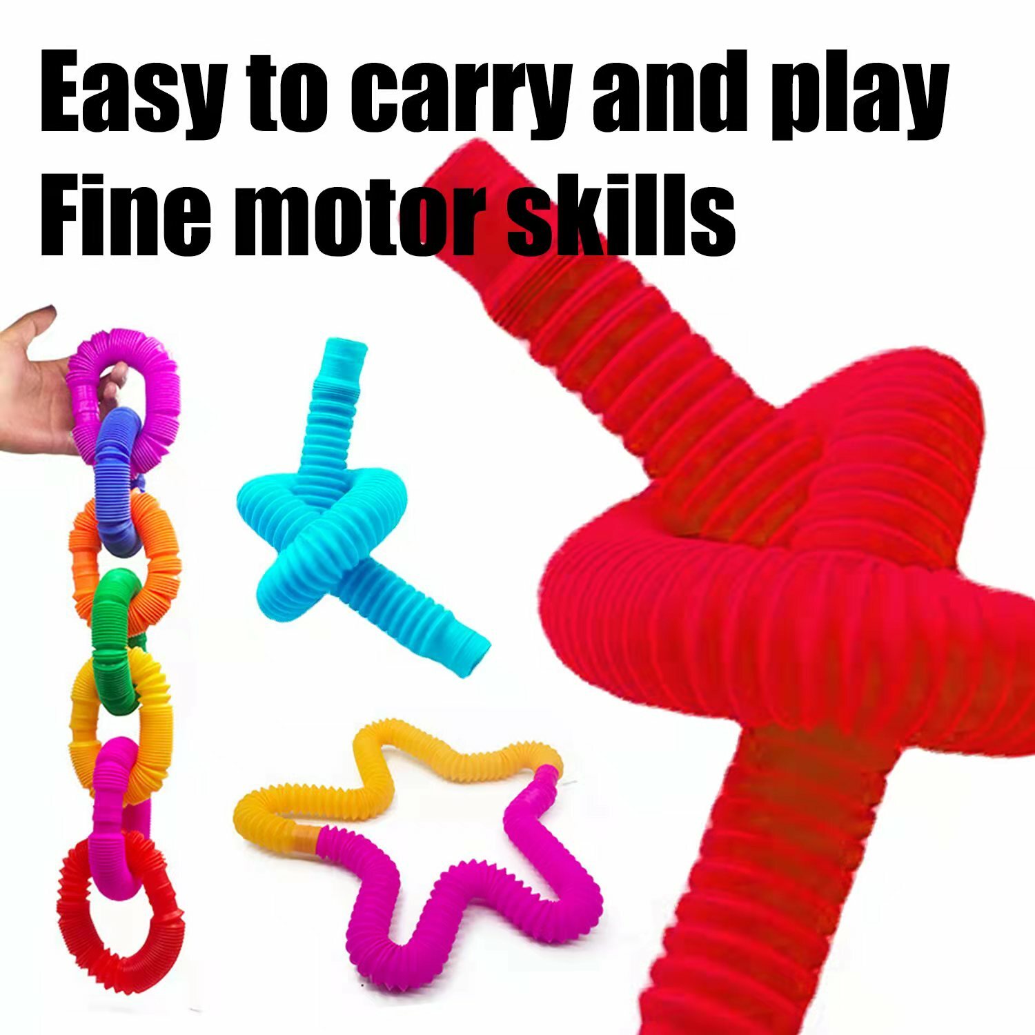 8 Pcs Pull & Pop Tubes Sensory Fidget Toy for Kids Adults