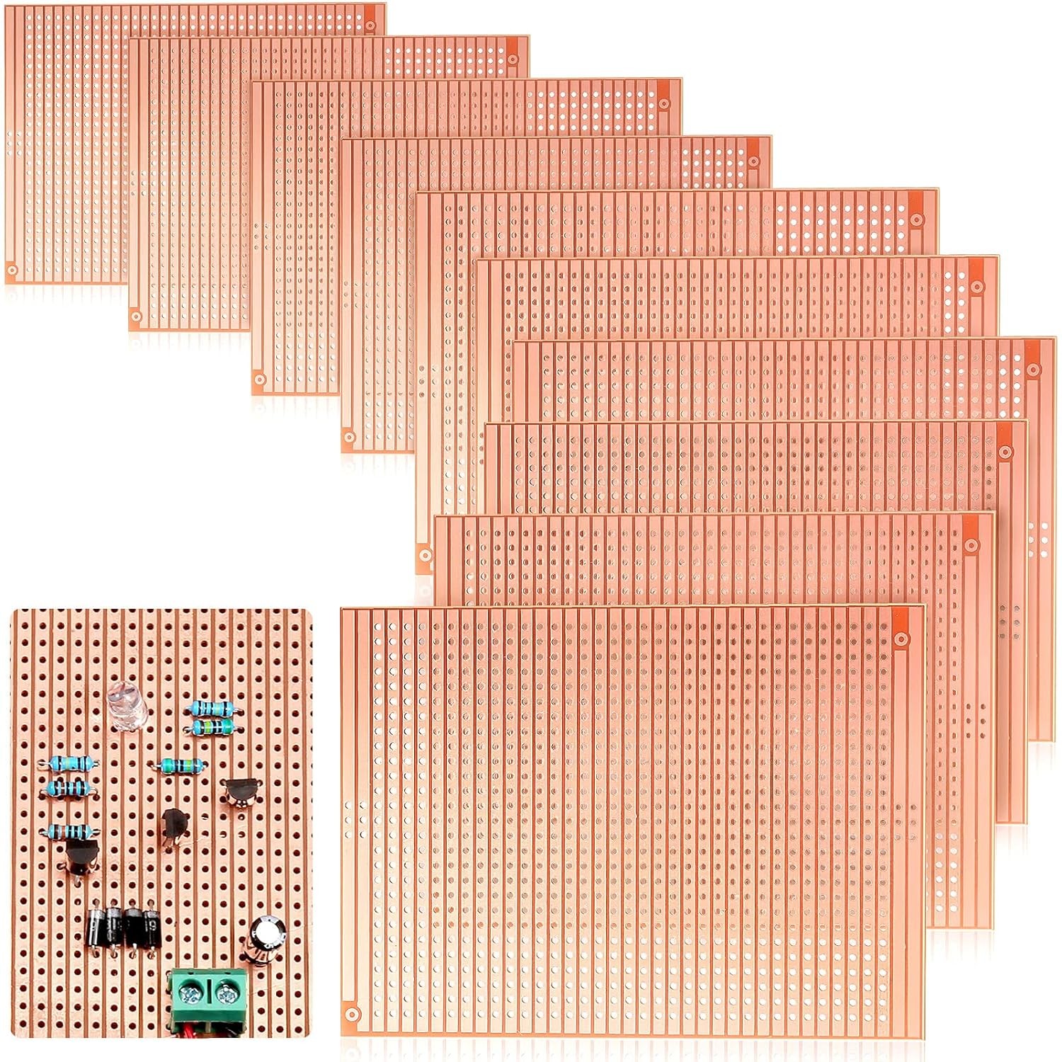 10 PCS 73mm x 100mm PCB Board Prototype Kit Protoboard Copper Strip Board…