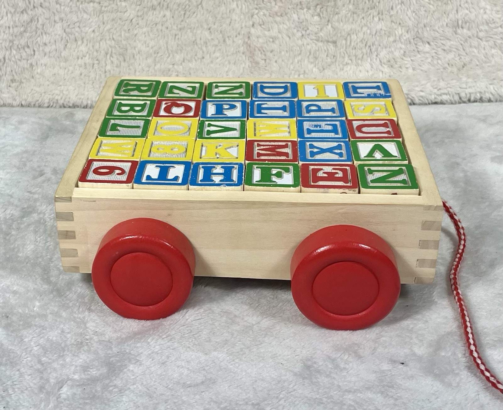 Melissa & Doug ABC-123 Block Cart Wooden Alphabet & Number Blocks Ages 2+