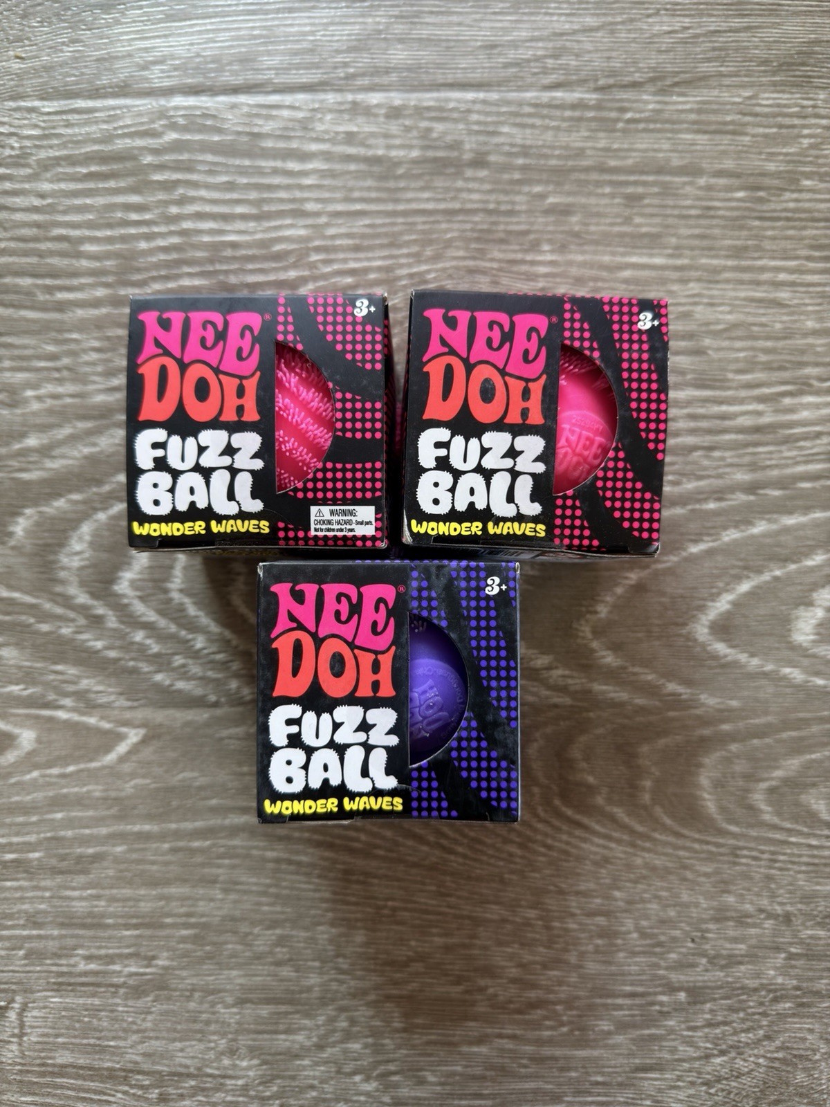 3 NeeDoh FUZZ BALL WONDER WAVES (2 PINK 1 PURPLE- Velvet Squeeze! – BRAND NEW‼️