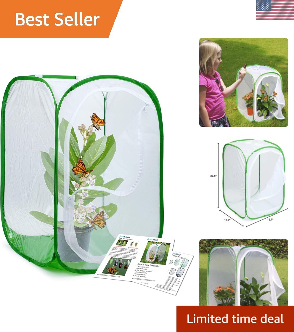 Professional Butterfly Habitat Insect Cage Caterpillar Enclosure Pop-up Polye…