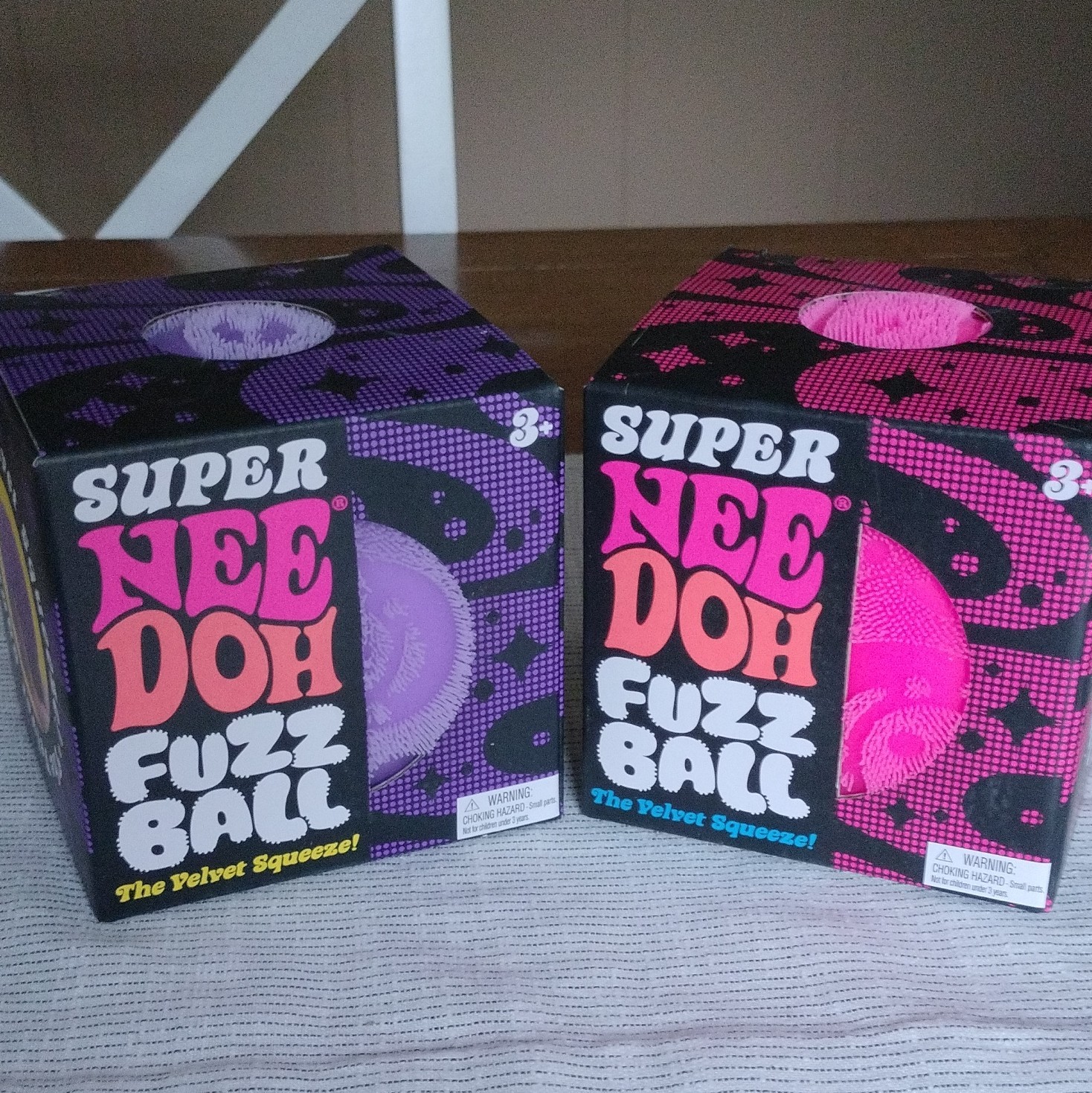 Schylling Super NeeDoh Fuzz Ball Velvet Squeeze Toy 2x Purple & Pink