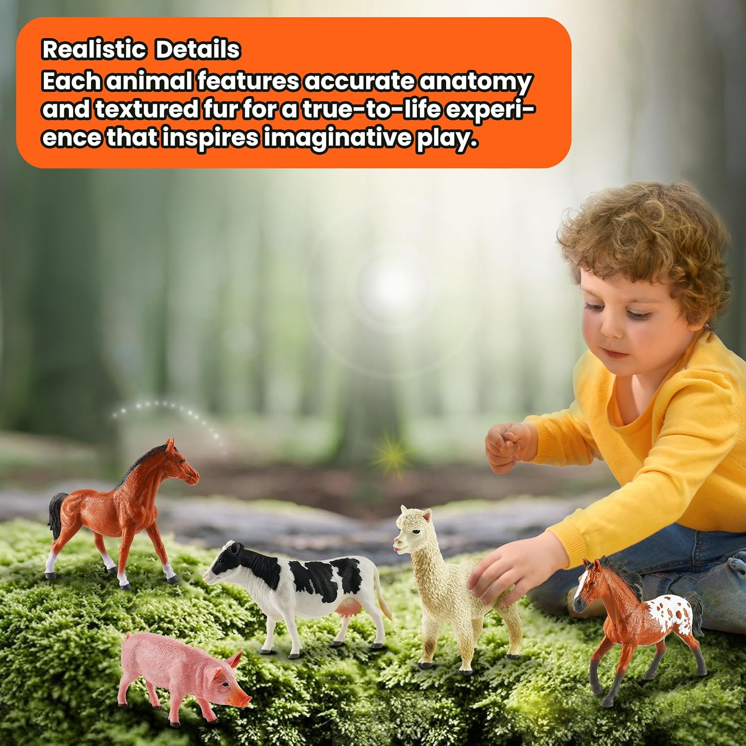 6PCS Farm Animal Toys for Kids 3-5 Realistic Plastic Farm Animal Figurines Educa