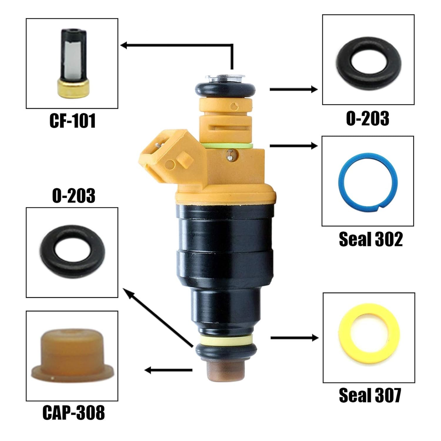HiSport Fuel Injector Seal Kits Compatible with Ford Mercury Lincoln Jeep V8 5.4
