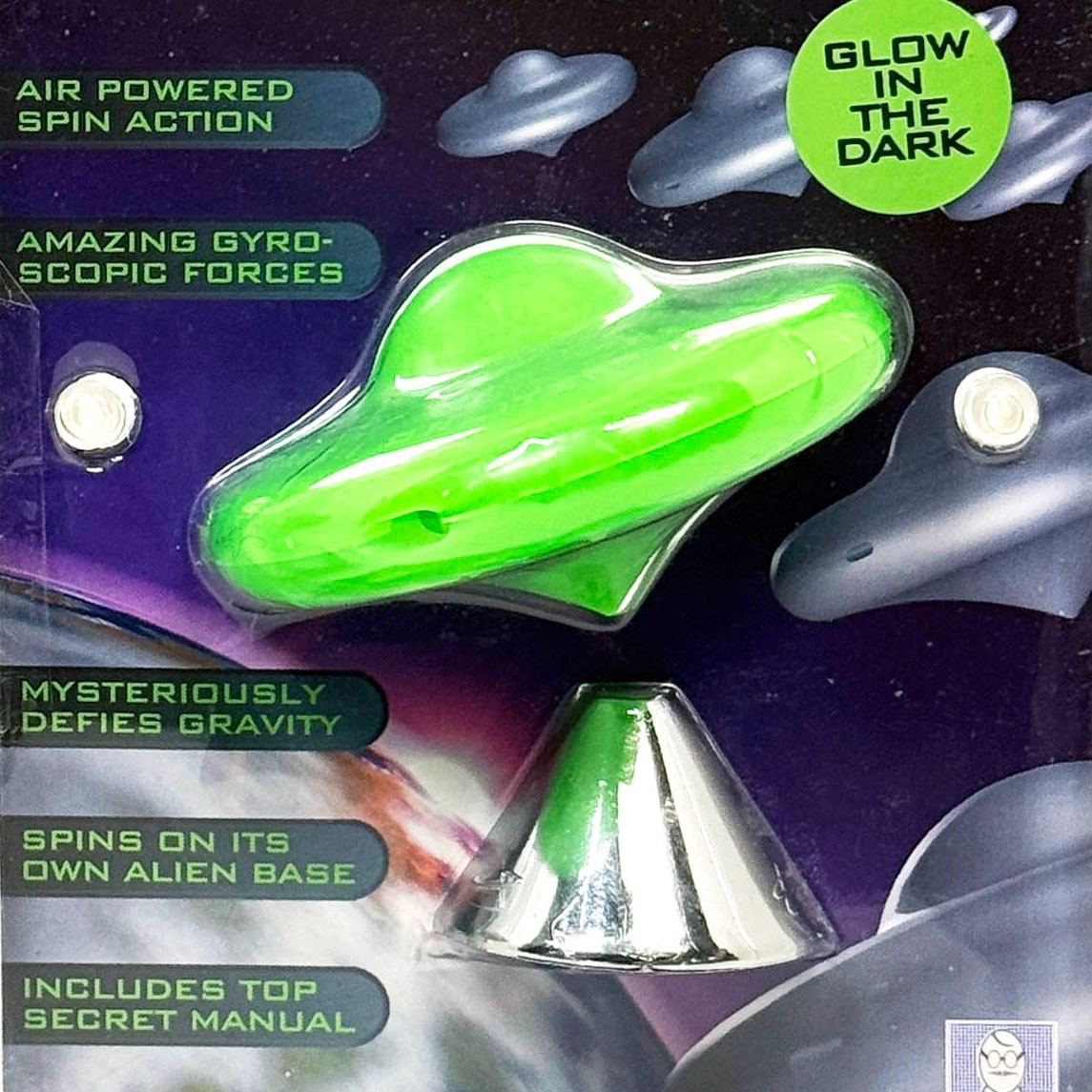 Super Science Alien Orbiter Gyro-Top Glow-in-the-Dark UFO Vtg Physics STEM Toy