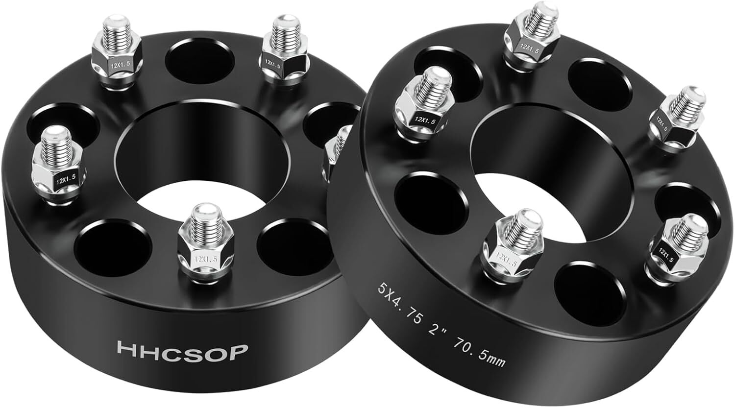 5×4.75 Wheel Spacers 2″(50mm) Bore 70.5mm with M12x1.5 Studs for Chevy S10